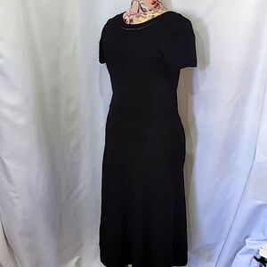NWT RW&CO Low Back Crewneck Knit Viscose Midi Quarter Sleeve Pointelle Dress